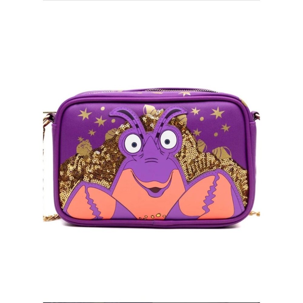 Disney Purple Tamatoa Crab Crossbody Bag With Sequins & Pearl Chain Strap